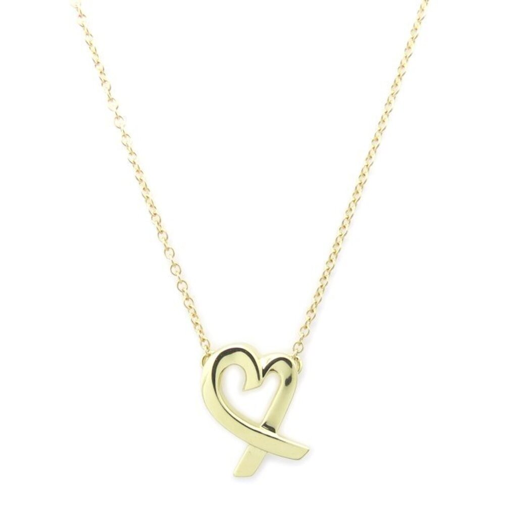 TIFFANY&Co. Loving Heart Small Paloma Picasso Necklace 18K Yellow Gold Women'...